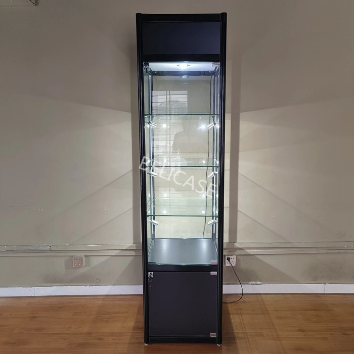 Retail Store Glass Tower Cabinet Display Vitrines